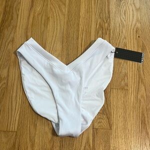 NWT OneOne Swimwear White Ribbed Bikini Bottom Sz XL
